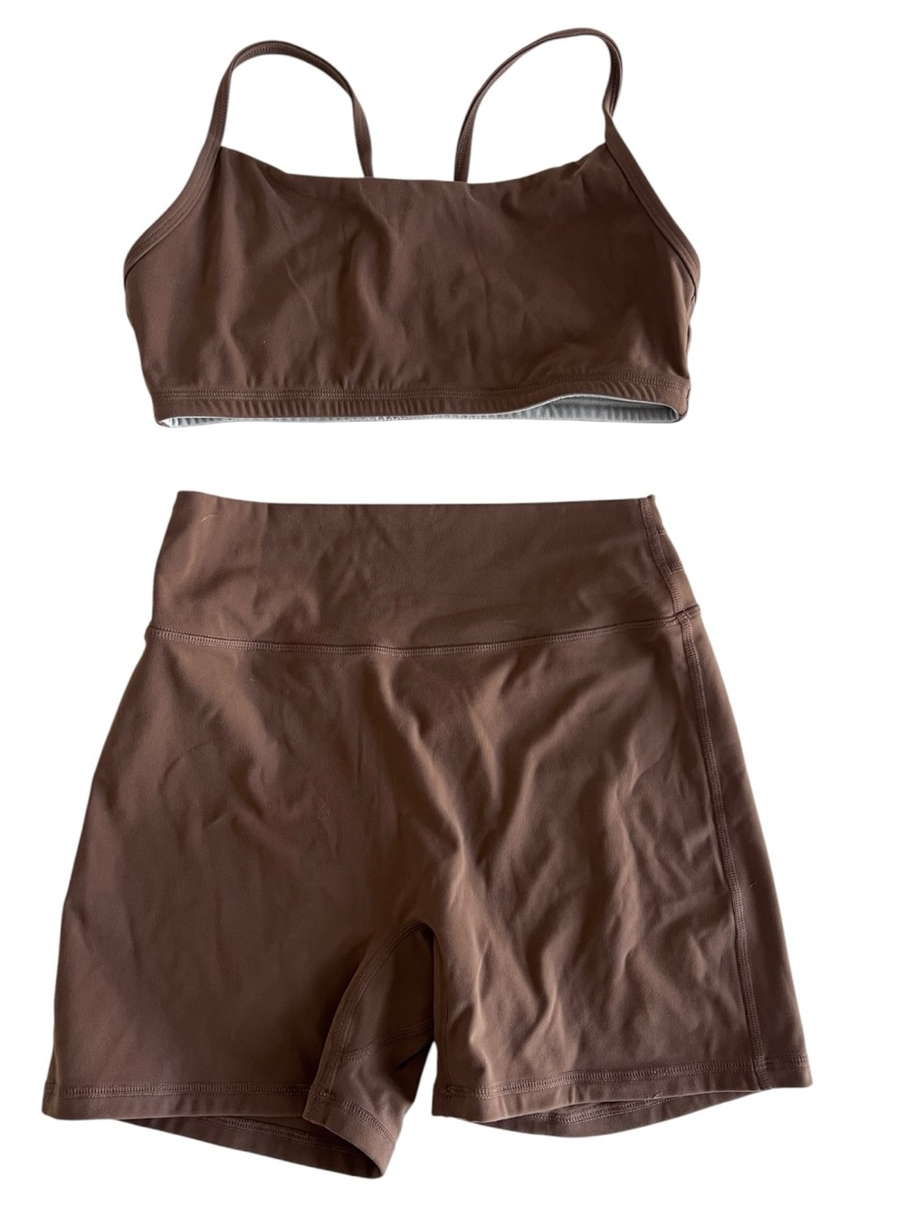 BuffBunny Collection Brown Activewear Set Medium Sports Bra Biker Shorts